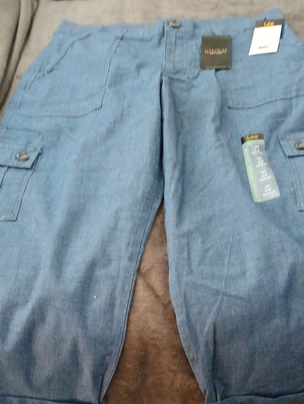 Lee Indigo Cargo Capri Pants with Patch Pockets - Picture 2 of 2